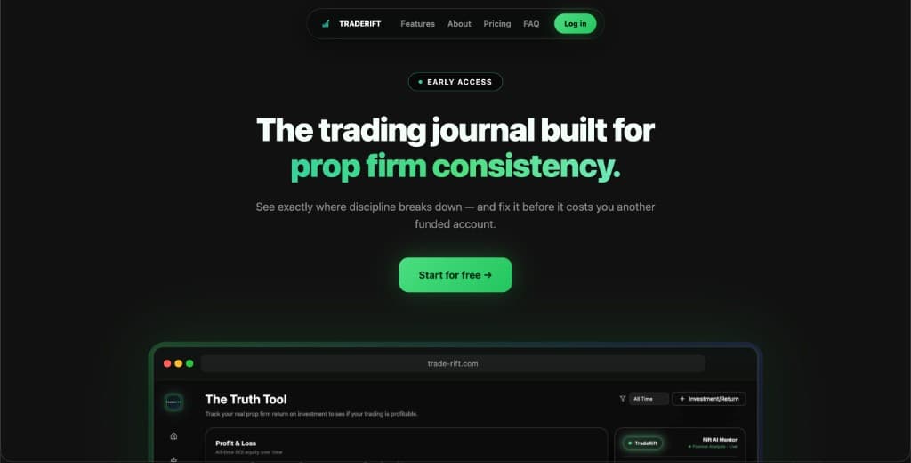 Trade Rift — product landing page preview
