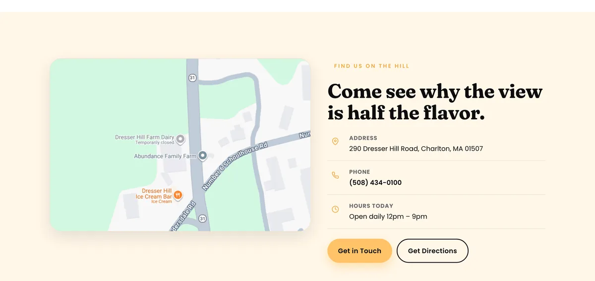 Dresser Hill Ice Cream Bar — Hours, address and a live Google map